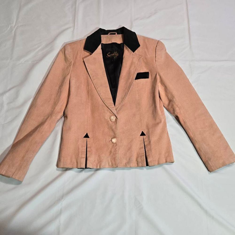 Scully Peach Blazer with Black Trim